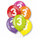 Age 3 Primary Mix Latex Balloons 6pk