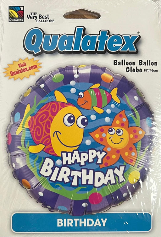Happy Birthday Under the Sea Fishes Balloon 18"