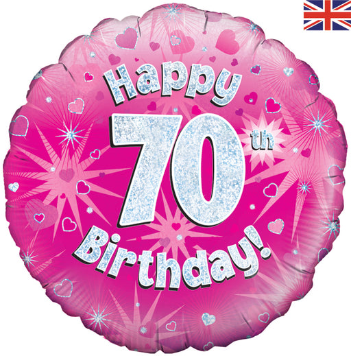 18'' Foil Happy 70th Birthday Pink