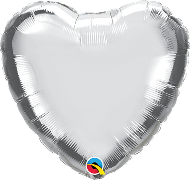 9 Inch Silver Heart Foil (Flat)