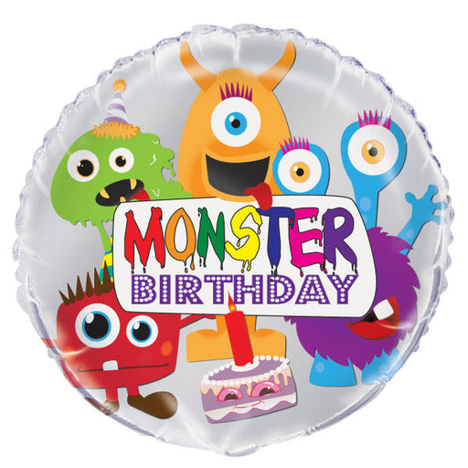 Monster Birthday Round Foil Balloon 18''