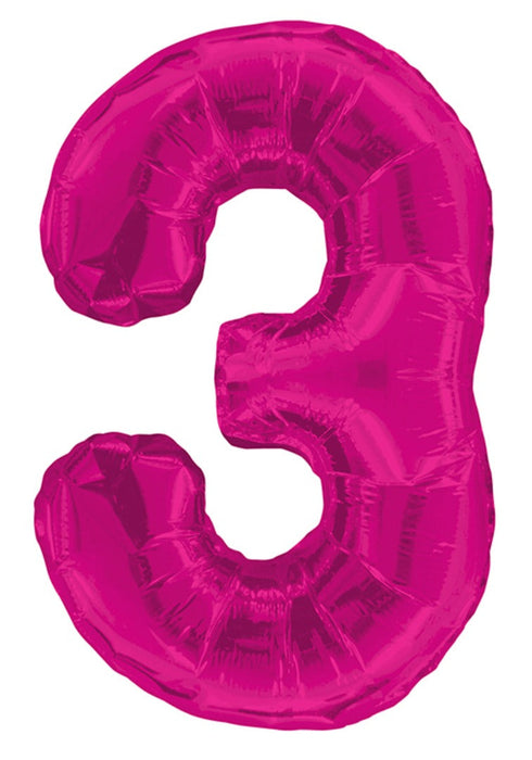 Giant Pink Foil Number '3' Balloon