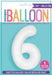 34" White Number 6 Foil Balloon