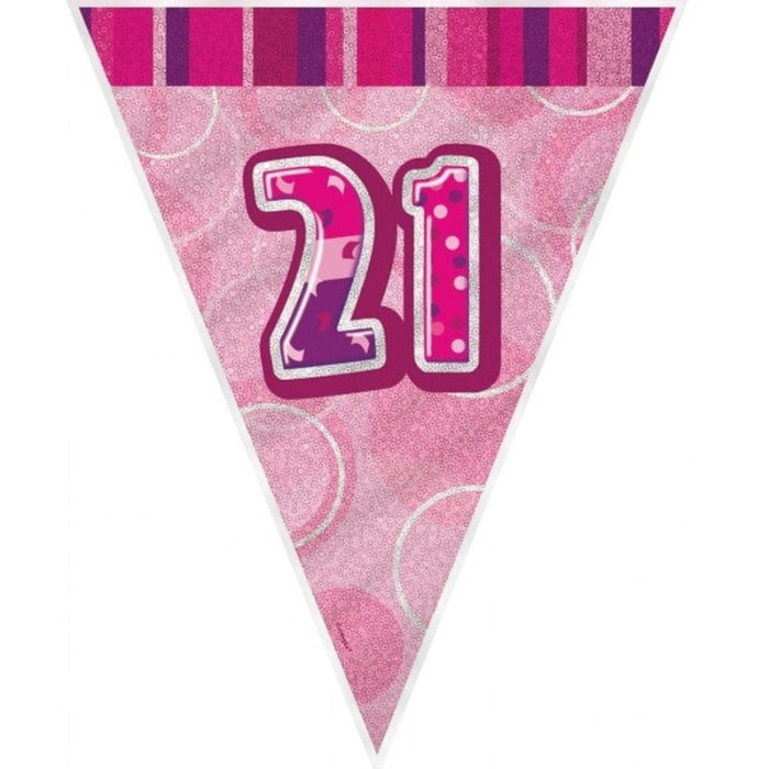 Glitz Pink 21 Flag Banner 9Ft
