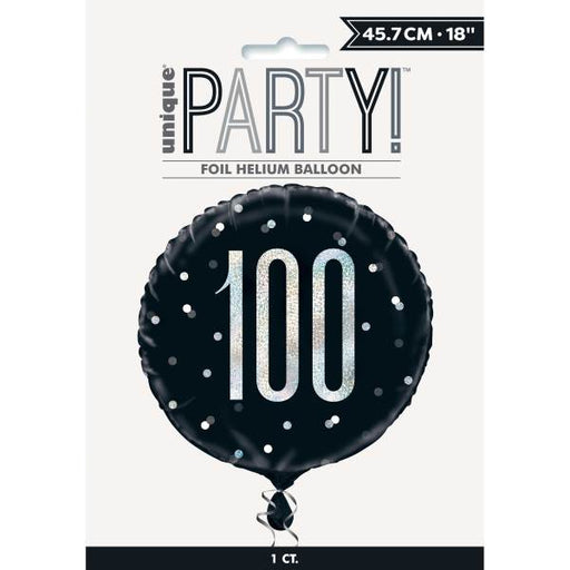 18'' Foil Glitz Black 100 Foil Balloon