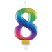 Rainbow Metallic Number 8 Candle