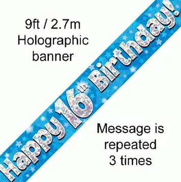 Foil Banner 16th Birthday Blue