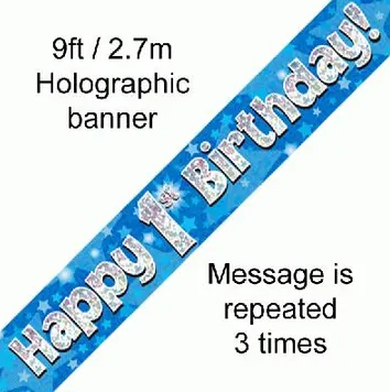 Foil Banner 1st Birthday Blue