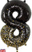 34" Number 8 Sparkling Fizz Holographic Black and Gold