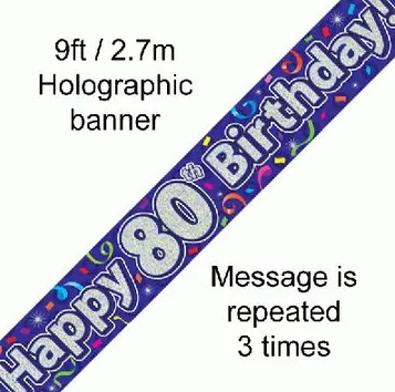 Foil Banner 80th Birthday Streamers
