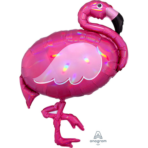 33" Iridescent Pink Flamingo SuperShape Foil Balloon