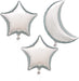 Silver Moon and Stars Kit (3 Balloons) 20 / 16 Inch