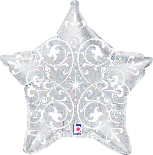 21'' Silver Filigree Star Holographic