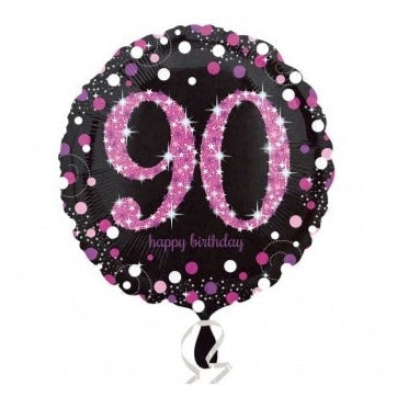 18'' Black & Pink Sparkling 90th Foil