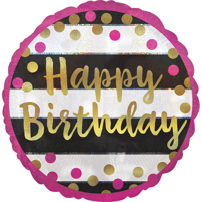 18'' Pink & Gold Happy Birthday Foil