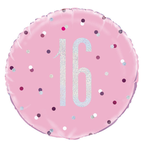 18'' Glitz Pink & Silver Round Foil Balloon  16
