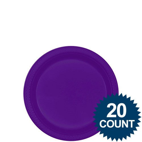 Purple 7' Plastic Plates (20 Pack)