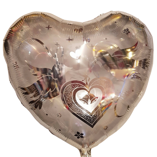 22 Inch Silver Heart With Doves Foil (Flat)