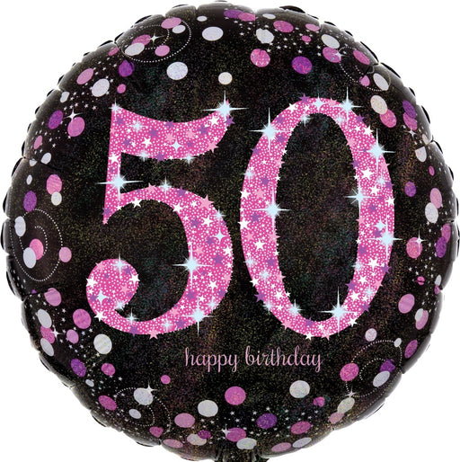18'' Black & Pink Sparkling 50th Foil