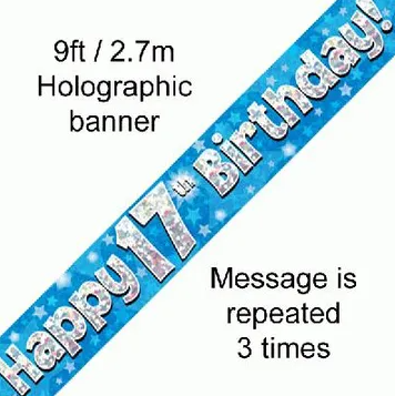 Foil Banner 17th Birthday Blue