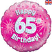 18'' Foil Happy 65th Birthday Pink