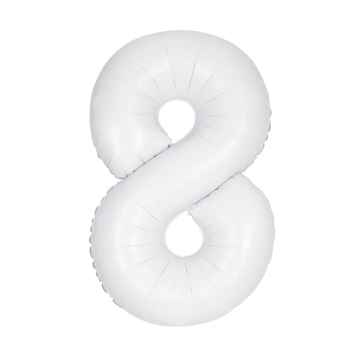 34" White Number 8 Foil Balloon