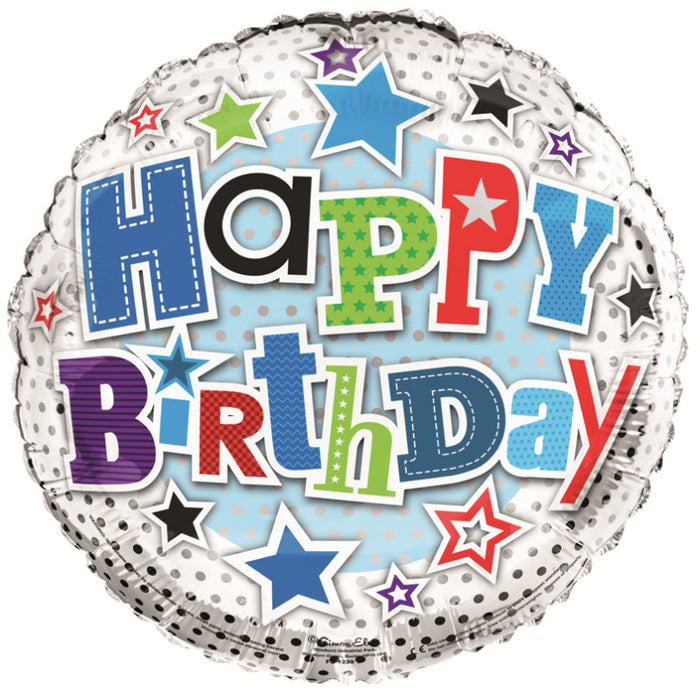 18'' Happy Birthday Stars Foil Balloon