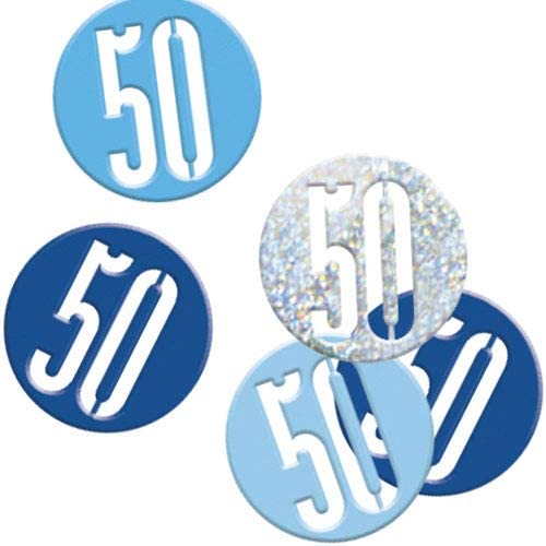 Blue Glitz 50 Birthday Confetti 14G
