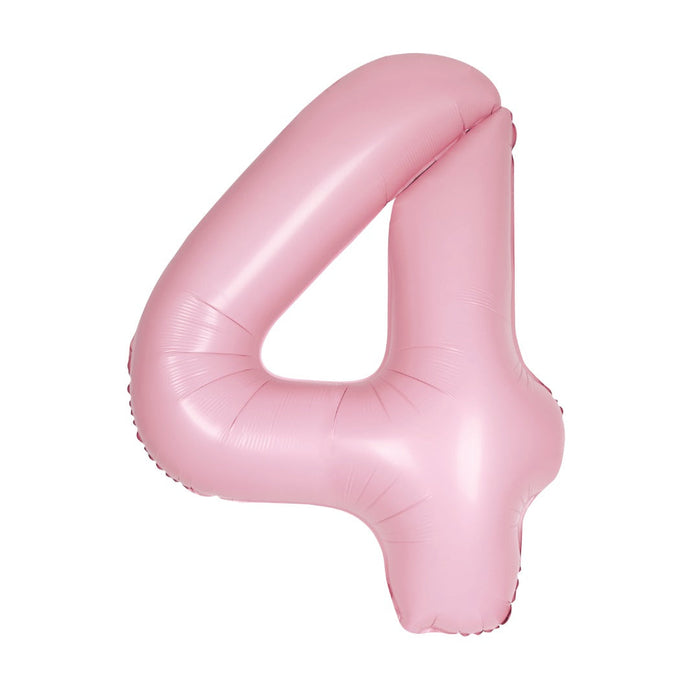 Matte Lovely Pink Number 4 Shaped Foil Balloon 34''