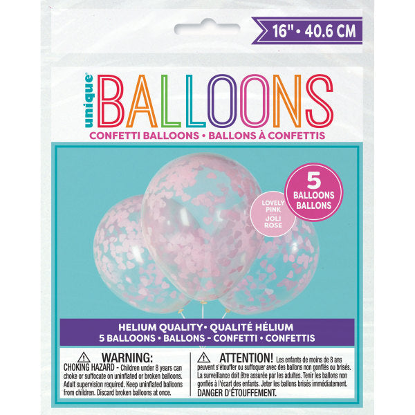 Soft Pink Confetti Heart Latex Balloons