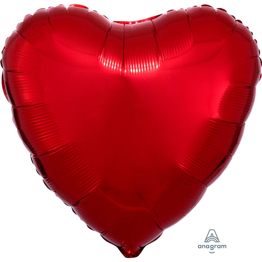 18 Inch Heart Metallic Red Plain Foil (Flat)