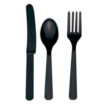 Black Cutlery Assortment 24Pk