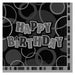 Happy Birthday Black Glitz Napkin 16pk