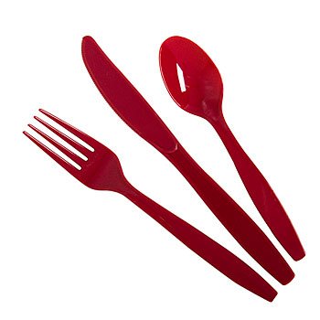 Burgundy Plastic Cutlery 24Pc