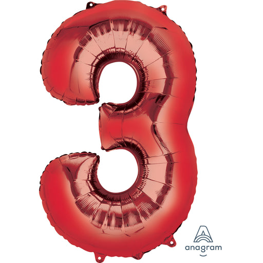 34'' Shape Foil Number 3 - Red (Anagram)