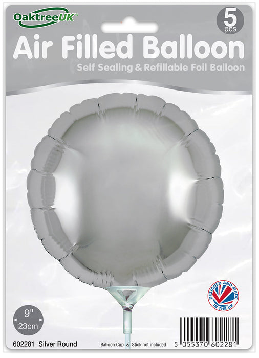 Silver Round (9 Inch) Packaged 5pk
