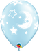 11'' Pearl Lt Blue Baby Moon & Stars