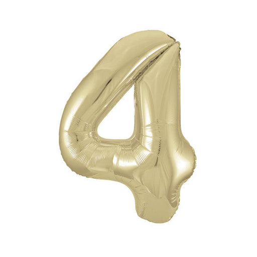 Champagne Gold Number 4 Shaped Foil Balloon 34'', Packaged