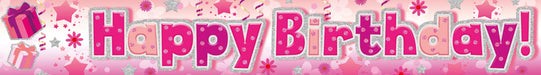 Pink Girly Happy Birthday Banner