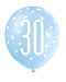 Blue 30th Birthday Balloons, Pack Of 6