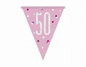 Pink Glitz 50 Flag Banner 9ft