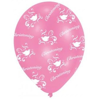11'' Christening Pink Latex Balloons 6pk