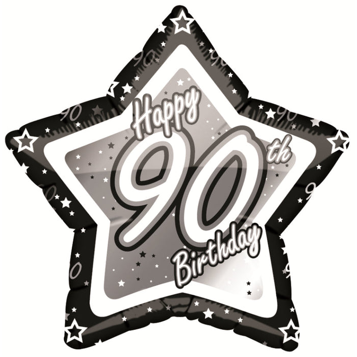 18'' Foil Black Star Happy 90th Birthday
