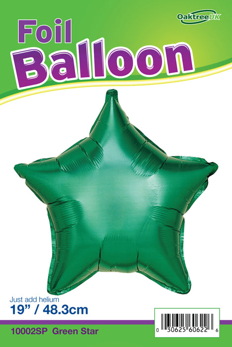 19'' Packaged Star Green Foil Balloon