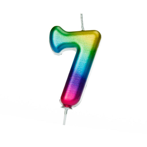 Creative Party Ahc06/7 Moulded Number 7 Pick Candle I Rainbow I 1 Pc