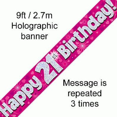 Foil Banner 21st Birthday Pink